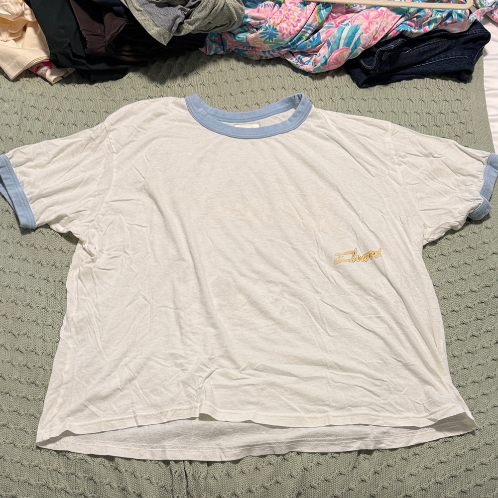 White and Blue Short Sleeve Tee